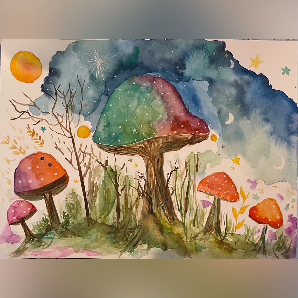 Magical forest watercolor painting unique painting 🍄